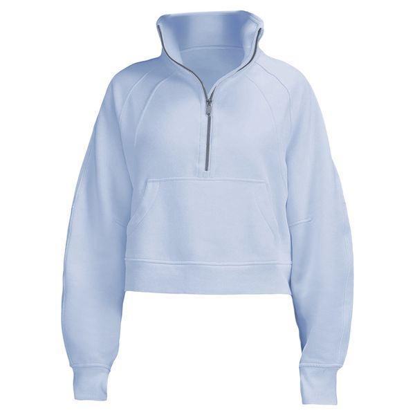 LL Women's Autumn High Neck Gym Jacket - Stylish Hooded Yoga Sweatshirt with Half-Zip Stand Collar for Sports