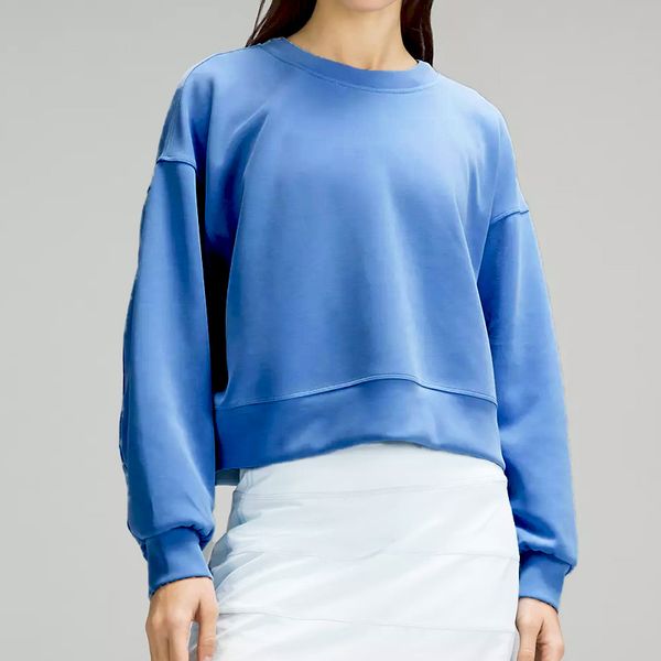 LL Women's Yoga Sweatshirt - Soft, Oversized Cropped Crew Pullover for Casual Wear and Gym