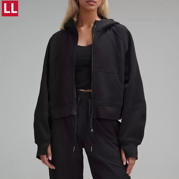 LL Yoga Sweatshirts SCA Oversized Full-Zip Hoodies Track Jackets Soft Cozy Cropped Hooded Coats Spring/Autumn/Winter Thick Sweater Women Fit