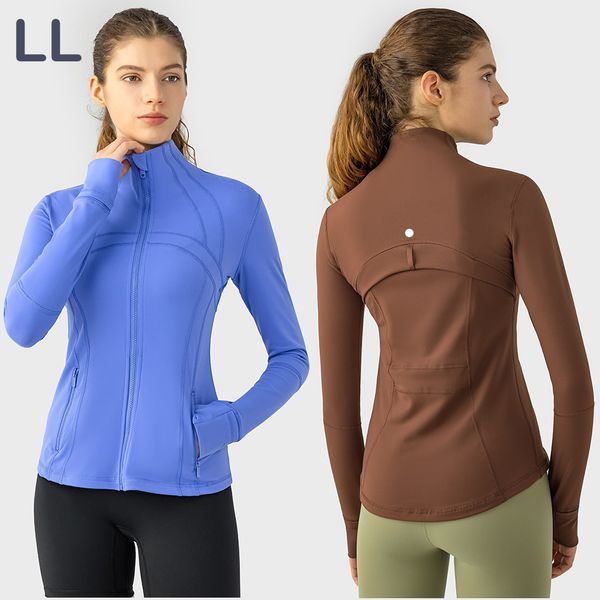 LL Yoga Tops Coat High-end Women's Fall Winter Sports Running Fitness Sweatshirt Tight Quick Drying Breathable Standing Neck Zipper Car