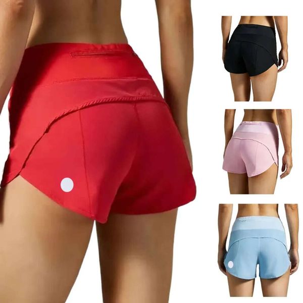 LL-24 High-Rise Lined Sports Shorts for Women - Quick-Dry Loose Running & Yoga Set with Back Zipper Pocket