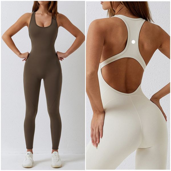 LL-8065 Women's Jumpsuits - Sleeveless Fitted Yoga One-Piece with Long Pants for Dance, Quick-Dry & Breathable