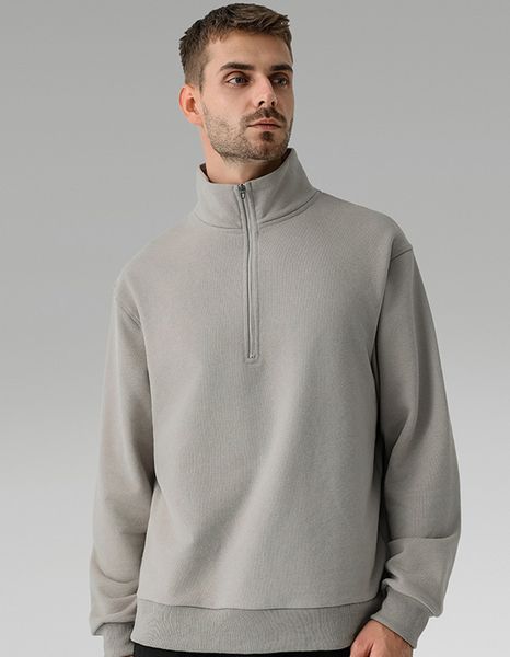 LLL816 Men's Steady State Fleece Pullover with Stand Collar and Zipper Hoodie for Autumn and Winter