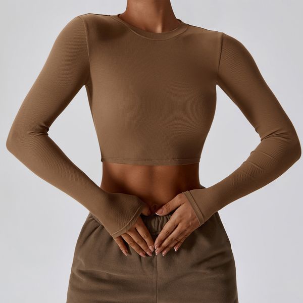 LLLM8188 Women's Yoga Long Sleeve Shirt - Autumn Athletic Slim-Fit T-Shirt for Sports & Fitness