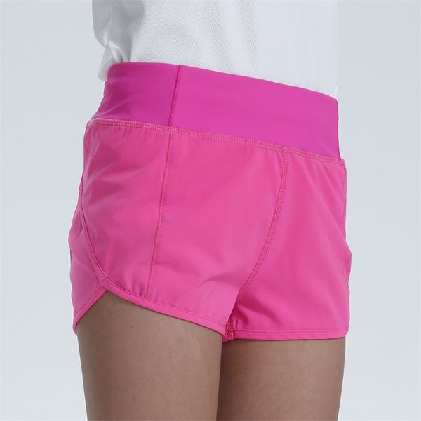 LM3035 Kids Yoga Shorts Outfits High Waist Girls Sportswear Lined Fitness Wear Short Pants Girls Running Elastic with Pockets BFS3035