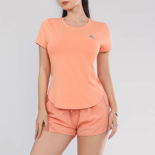 Lu Align Gym Women's Sports Shirt - Round Neck Mesh Breathable Yoga Top, Slim Running Push Up Short Sleeve Summer Tee T-Shirt in Solid Colors