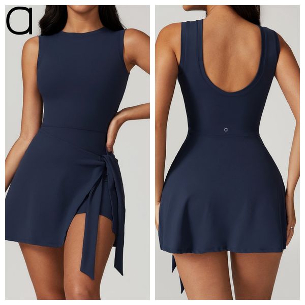 Lu Align Lemon A402 Anti-slip Sports Dress for Tennis, Yoga, Running, and Gym Workouts
