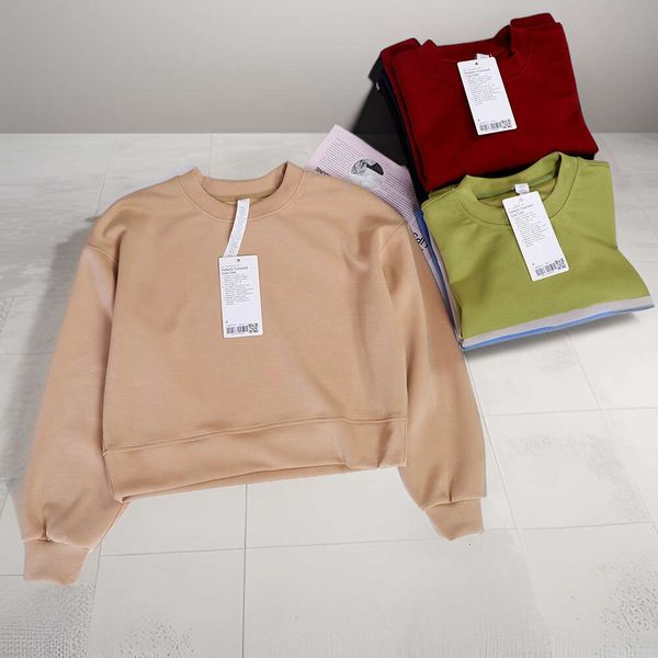 Lu Align Lemon Women's Yoga Set with Oversized Crew Sweatshirt and Loose Long Sleeve Workout Top