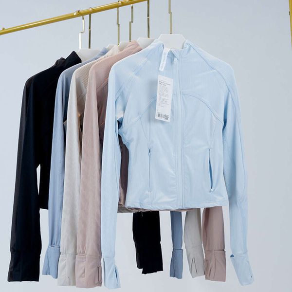 Lu Jacket Coat Hoody Align Lemon Yoga Outfit Women Hoodies Sweatshirts Ribbed Cropped Coats Tight Fit Thin Elastic Solid Color Waist Length

Rewritten:
Lu's stylish lemon yoga set features cropped ribbed coats, hoodies, and sweatshirts with a snug elastic fit in solid colors