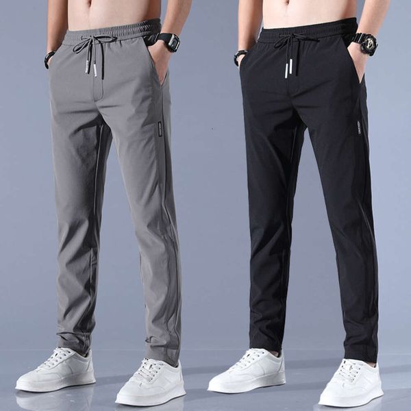 Lu Lu Pant align Lemon Yoga LU Men's Ice Silk Trousers Solid Color Mid-Waist Loose Breathable Straight-Leg Casual Thin Quick-Drying Spo