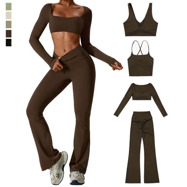 Lu Lu Yoga Lemon Algin Woman Suit Women Set Vintage Flared Leggings Sports Bra Fitness Tank Top Gym Shirt Seamless Lemon Sportswear Women Ac