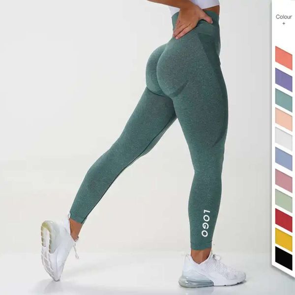 Lu Lu Yoga Seamless High-Waist Contour Leggings for Breathable Workouts and Gym Wear in Lemonn