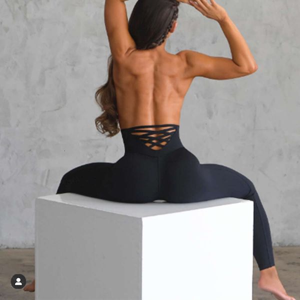 Lu Pant seamless nylon scrunch leggings for women with cross-back waist, designed for workouts and gym wear