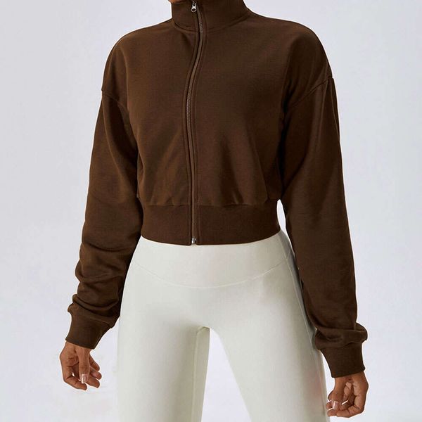 Lu Sport Women's Running Sweater - Loose Fit, Zippered Long Sleeve for Outdoor Warmth and Casual Fitness Wear