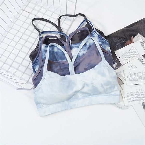 Lu Tie-dye Yoga Bra: Stylish Women's Sports Top with Quick-Dry Comfort and Bare Sensation Frosted Design