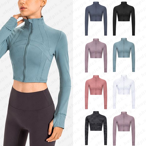 Lu Women's Slim-fit Sport Jacket with Zipper for Yoga, Quick Dry, Standing Neck Top for Fitness, Running, Gym Workouts, Elastic Fit