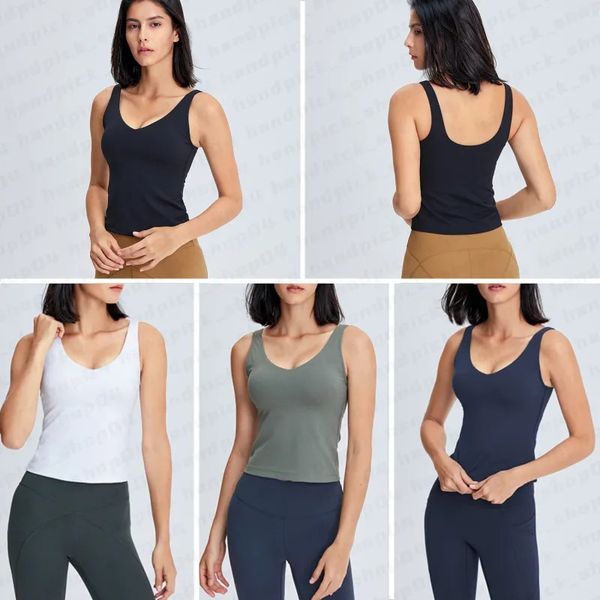 Lu Women's U-Back Sports Bra: Longline Padded Tank Top for Workouts, Running, and Yoga ¨C Sleeveless, Waist-Length, Naked-Feel Design