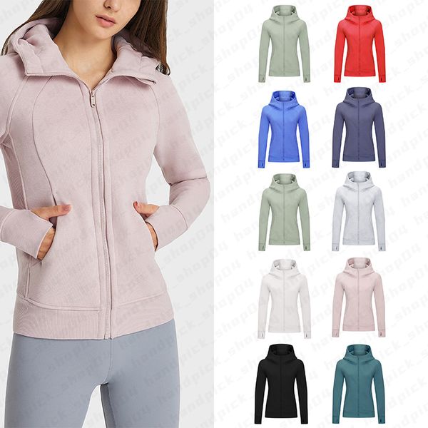 Lu's Women's Full-Zip Fleece Hoodie - Slim-Fit Sports Coat with Thumbholes for Workouts and Yoga