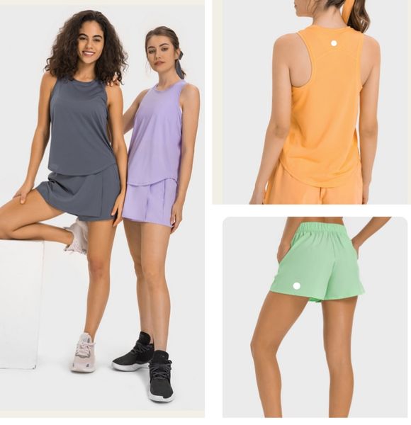 LUwomen-1024 Outdoor Yoga Outfit Running Tennis Fitness Tops Quick Drying Vest Ladies Sports Shorts
