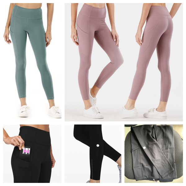 LUwomen-3023 Casual Align Pants with Phone Pocket, Ankle-Length Fitness Yoga Leggings for Women