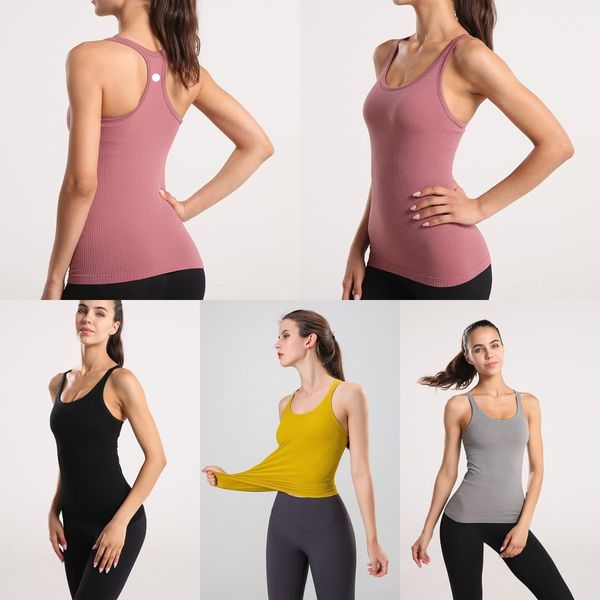 LUwomen-745 Yoga Ribbed Crop Tank Workout Gym Bras Women Sexy Sports Vest Sleeveless Shirt Athletic Tops