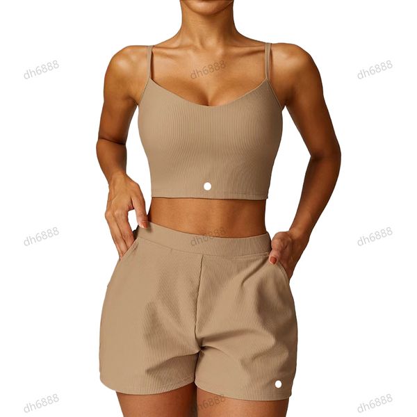 Lycra fabric women's yoga set with fast-dry lingerie, thread yoga vest, shorts, and tight tank top