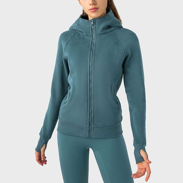 Mens and womens Lululemon fleece zip hoodies for yoga and gym, classic fit and hip length