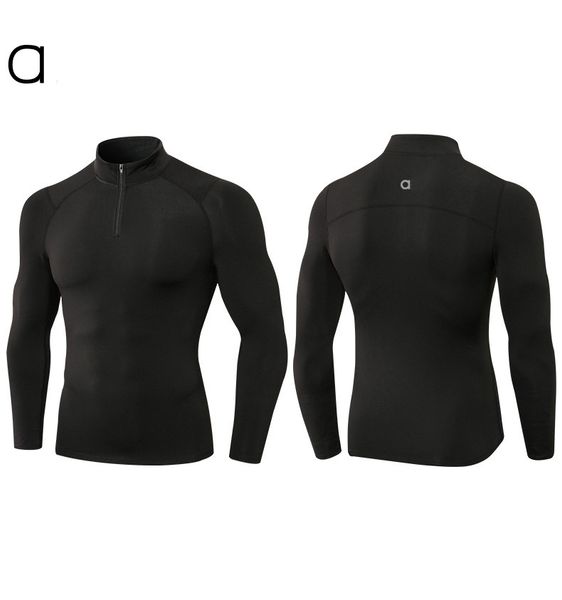 Men's autumn-winter cashmere fitness wear, high-stretch snug sports running training long-sleeve warm turtleneck sweater