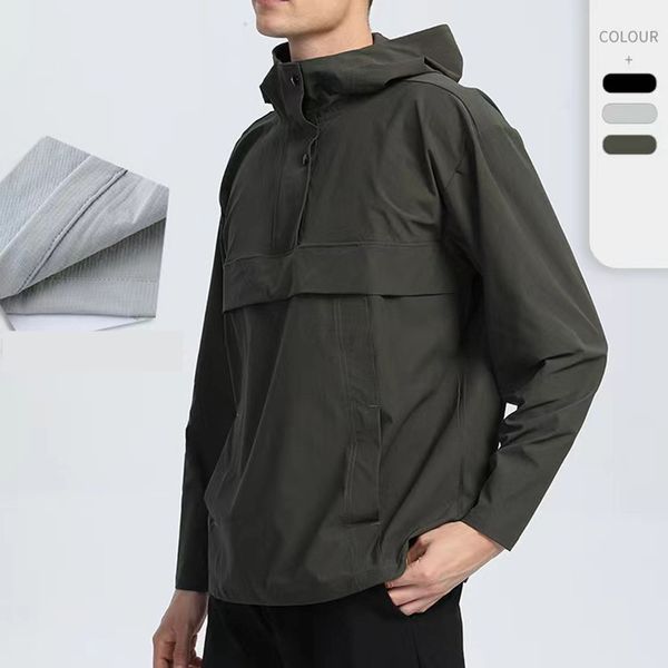 Men's hooded waterproof jacket for outdoor sports like running, climbing, cycling and hiking, designed for warmth and quick drying