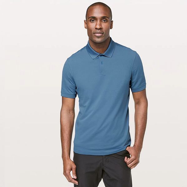 Men's quick-dry sweat-wicking polo shirt for workouts, short sleeve top R276
