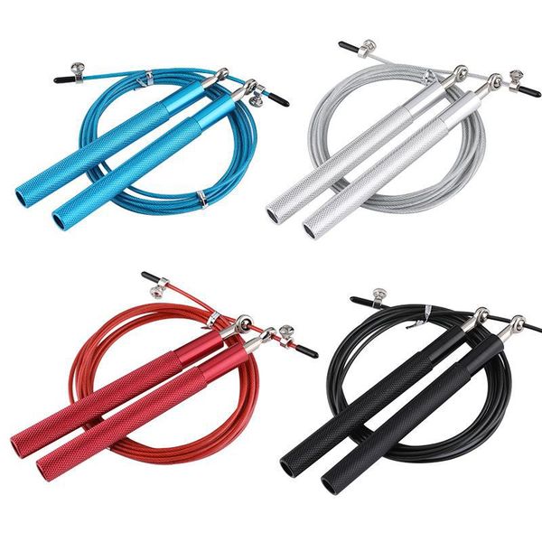 Metal handles for speed skipping ropes used in outdoor gym workouts, sports, and CrossFit training with cable wire jump ropes