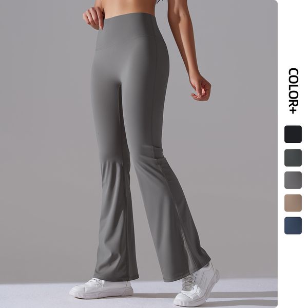 New double-sided brushed solid color high waisted casual wide leg pants, sports running fitness yoga flared pants hot-selling item  

Rewritten:  
Fresh two-tone brushed solid hue high-rise relaxed wide-leg trousers, athletic workout yoga flare pants popular choice