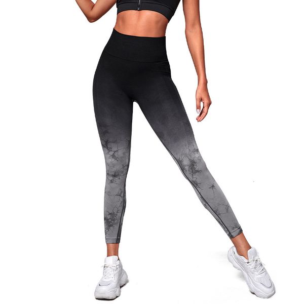 New gradient yoga floral print pants, sporty leggings with hip-lifting and high-stretch fabric for fitness and running