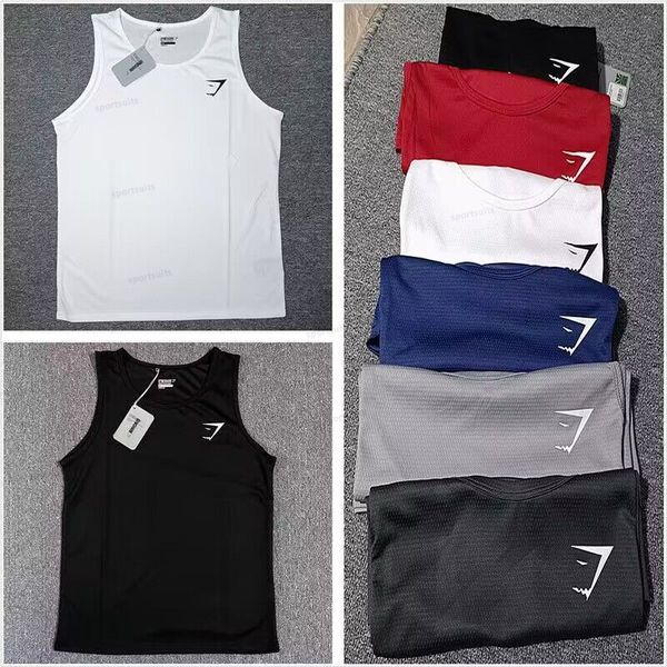 New Solid 2024 men's breathable mesh yoga tank top for gym and summer running