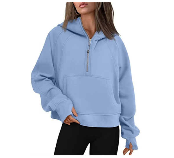 Outfits Women's Fleece Scuba Hoodie with Full Zipper, Loose Yoga Jacket for Sports and Cardigan Wear