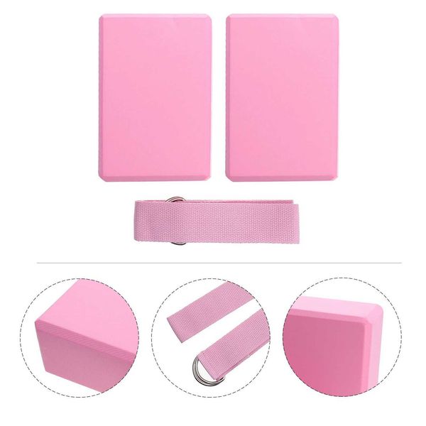 Pink resistance training belt with yoga blocks and stretch bands for women's fitness