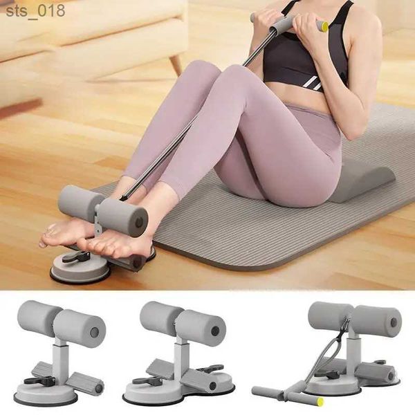 Portable abdominal workout bar with suction cups for core exercises while sitting