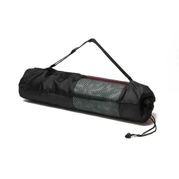 Portable breathable yoga mat bag with adjustable shoulder straps and mesh storage, fits most yoga mats