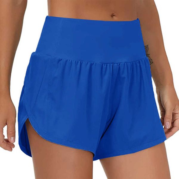 Quick-dry women's sports shorts for casual fitness, faux two-piece design with light-proof lining, ideal for yoga, running, golf, and biking