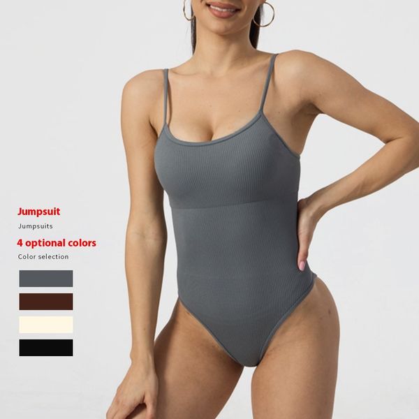 Seamless one-piece knit suit with a sexy butt-lifting design and high elasticity for body shaping yoga jumpsuit