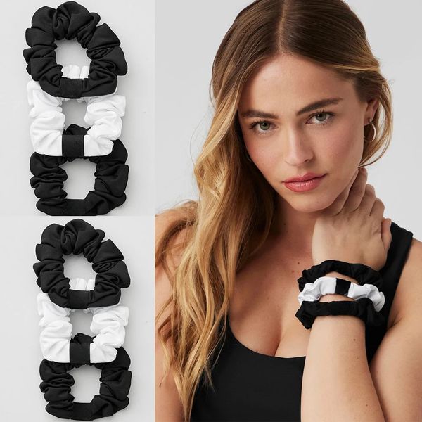 Silky satin skinny hair bands for women, mini scrunchies in solid colors, simple rope-style head ties