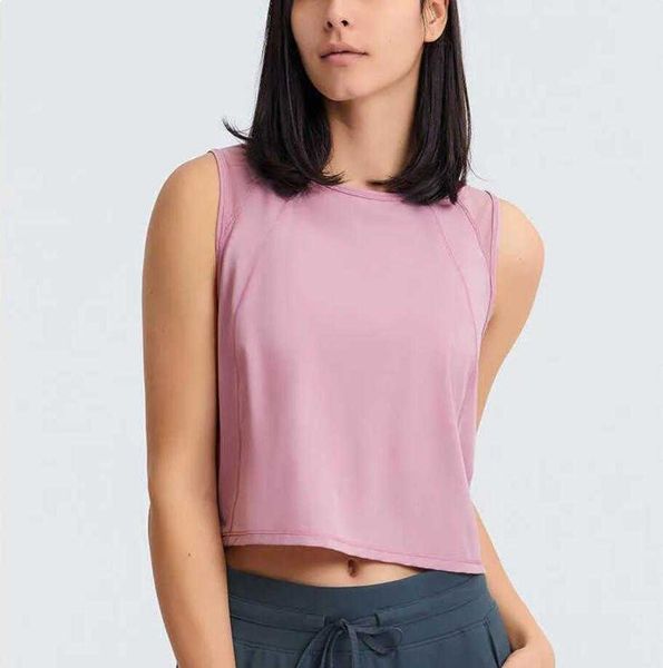 Sleeveless LU-050 waistcoat tank tops with open navel design, short sexy style featuring hollow back for quick-dry breathable sports and leisure yoga wear