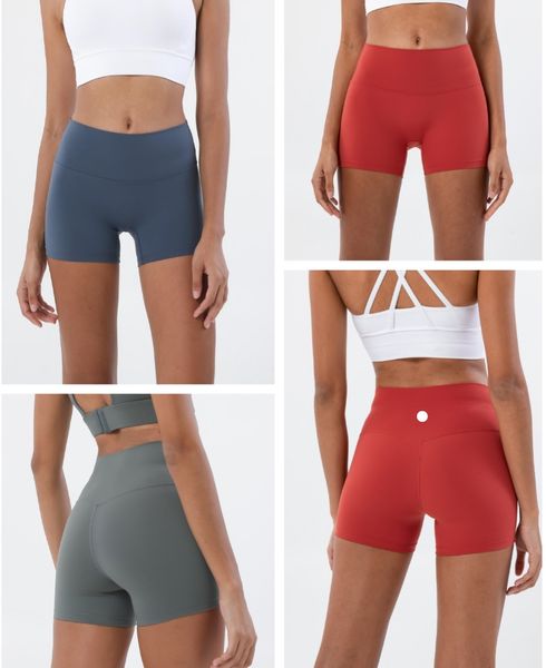Solid color high-waist yoga shorts for quick-drying fitness and running