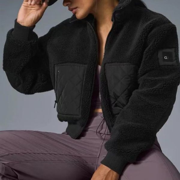 Stand-up collar fleece jacket with zip, warm cotton coat for men and women, casual winter wear