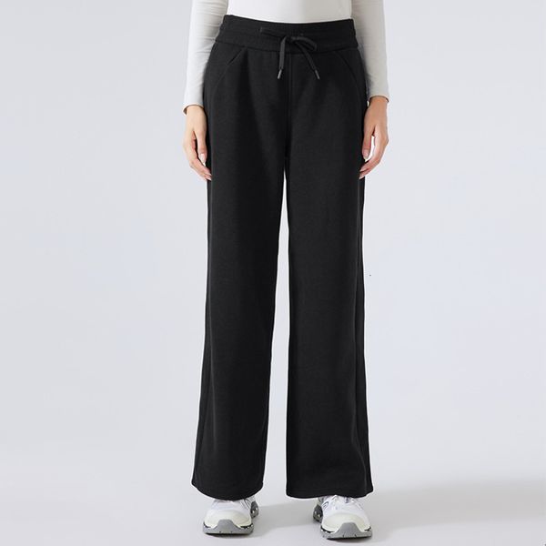 Straight-Leg Fleece Pant Cotton Yoga Pants Loose Fit Joggers Women Casual Sweatpants with Hand Pockets Super Soft and Warmth Traning Trouser