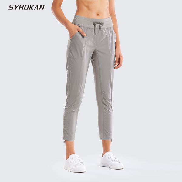 Striped Pants SYROKAN Women's Studio Joggers with Tapered Legs and Pockets - 27 Inches