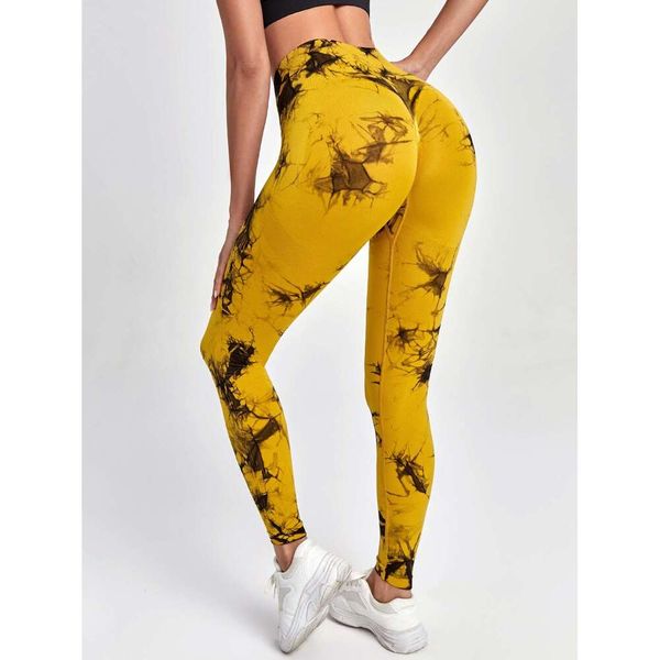 Tie-dye yoga pants for women, seamless high-waisted workout leggings with tummy control, perfect for gym and fitness activities