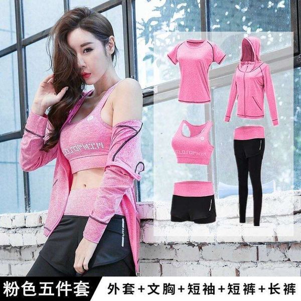 Two-piece women's yoga set for spring and summer with long sleeves, ideal for running and sports, in new red color