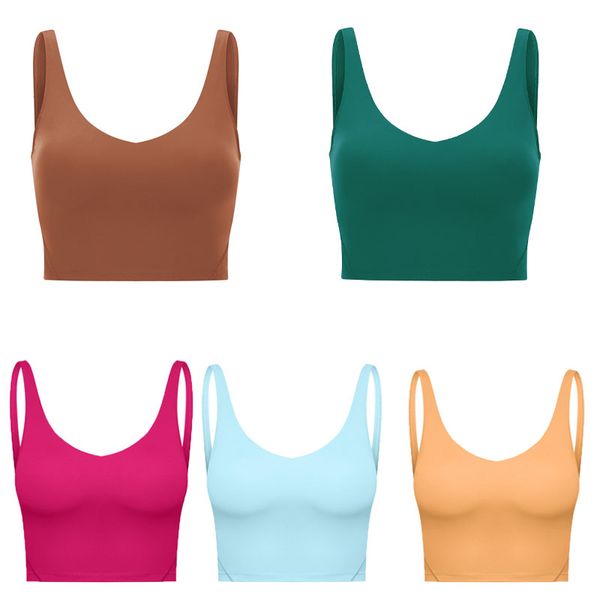 U Back Yoga Align Tank Tops for Women - Nude Gym Wear, Running Sports Bra & Fitness Vest
