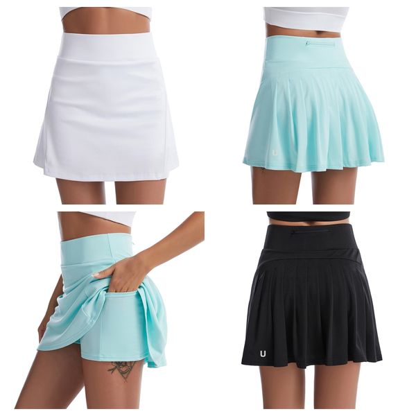 UU-621 Women's Pleated Yoga Culottes Fitness Skirt for Running and Tennis
